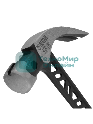 Молоток-гвоздодер Denzel 450 г, цельнокованый, боек с магнитом, двухкомп. обрезин. рук-ка