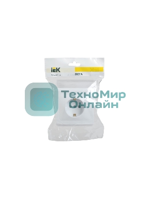 Розетка 1-м СП Вега РСш10-3-ВБ с заземл. контактом и защ. штор 16А бел. IEK ERV14-K01-16-DM