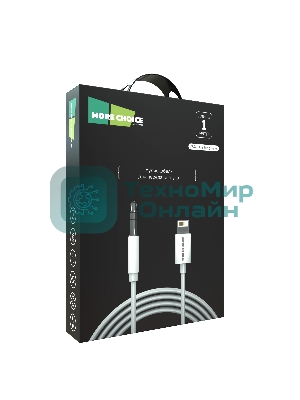 Кабель аудио MORE CHOICE (4610196409820) UK28i AUX 3.5мм Lightning 8-pin 1м, белый