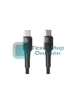 Кабель OLMIO BOLT, Type-C - Type-C, 60W, 1.2м, тканевая оплетка, черный