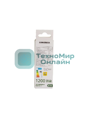 Лампа светодиодная GENERICA LL-C35-12-230-40-E14-G C35 12 Вт свеча 4000К E14 230В