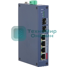 Коммутатор Dahua DH-CHS4206-4ET-90 4-портовый PoE управляемый 4 RJ45 10/100 Мбит/с (PoE/PoE+/Hi-PoE), 2 SFP 1000 Мбит/с (uplink); PoE: порт 1 до 90Вт IP30, IK06; монтаж на DIN-рейку