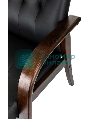 Кресло офисное Бюрократ T-9928WALNUT-CF черный, кожа, на ножках, дерево