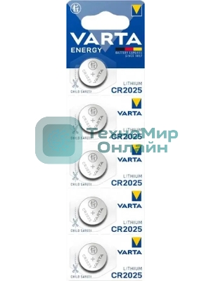Батарея Varta Energy CR2025 BL5 Lithium 3V CR2025 (5шт) блистер