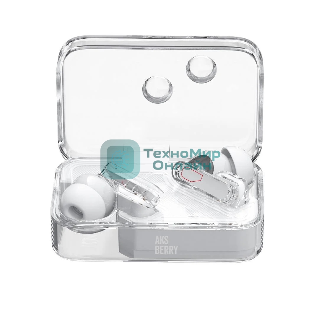 Беспроводные TWS наушники Aksberry B21 Crystal белый, вкладыши, Bluetooth, до 4 ч