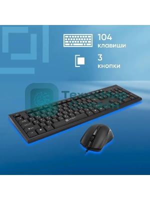 Комплект клавиатура+мышь Oklick 600M проводной, USB, 1200 DPI, чёрный