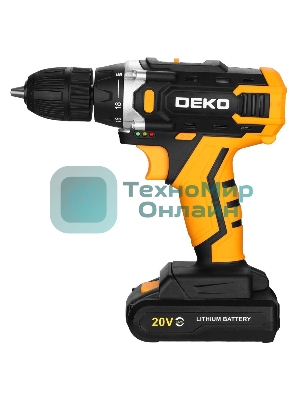 Дрель-шуруповерт Deko Banger 20V ONE+, 20 В, 1,5 Ач, 42 Нм, щеточный