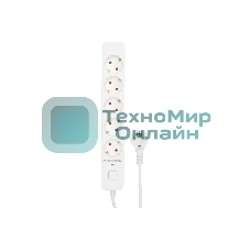 Сетевой фильтр Гарнизон EPS-5-W-2 5р, 2.0, 10А, 2 м, ур.защиты 2+, белый, пакет (21442)