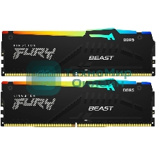 Оперативная память Kingston Fury Beast Black RGB, DDR5, 64Gb (2x32 Gb), 5200 MHz, CL40, радиатор, RGB, черный