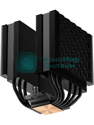 Кулер для процессора PCCooler RT620 BK (250W, 4-pin PWM, 157mm, Al/Cu, 6x6mm, 2x120mm, 73.32CFM, 34.9dBA, 2200RPM, S: 1851/1700/1200/115X, AM5/AM4, black)