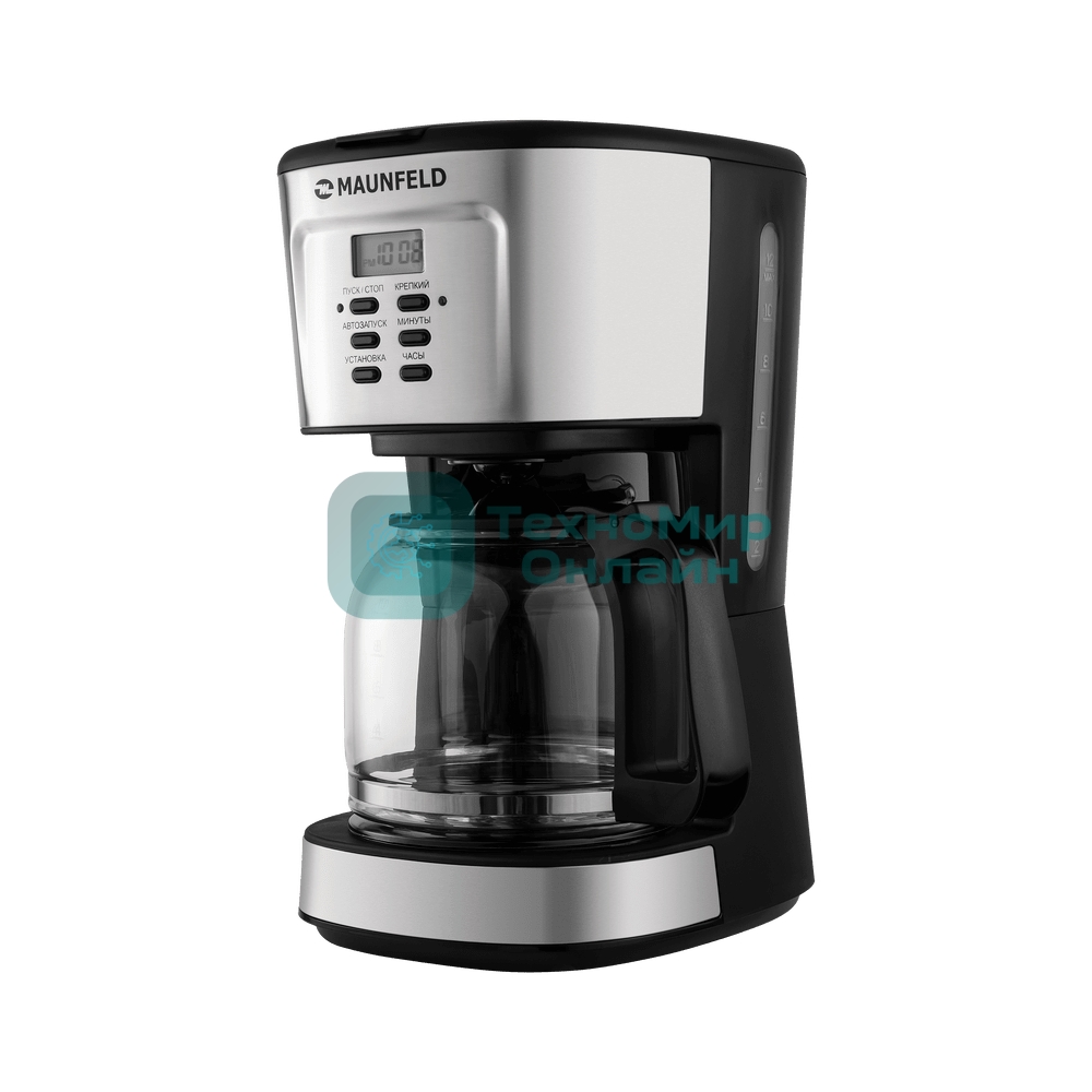 Кофеварка капельная Maunfeld MF-722S серебристый/черный, исп. кофе - молотый, 1.5 л, 900 Вт.