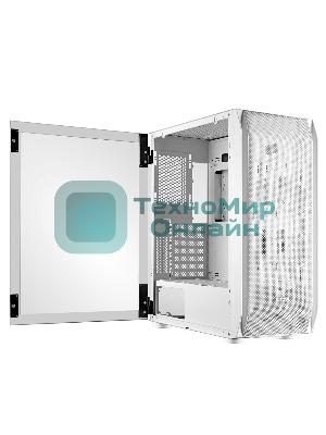 Компьютерный корпус Ginzzu GL 185 белый боковая дверца закаленное стекло на петлях на магнитах