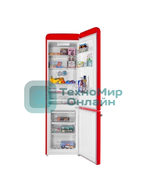 Холодильник Maunfeld MFF186NFRR красный двухкамерный 181/71л морозилка снизу, No Frost