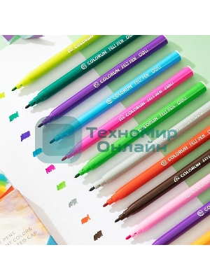 Фломастеры Deli EC10000 ColoRun, вентилируемый колпачок, 12 цветов, коробка с европодвесом