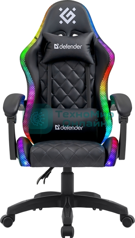 Кресло Defender ENERGY черный, экокожа, 120 кг, механизм качания
