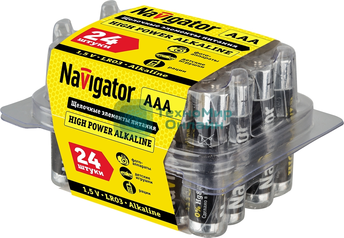 Элемент питания алкалиновый Navigator AAA/LR03 NBT-NE-LR03-BOX24 (уп.24шт)