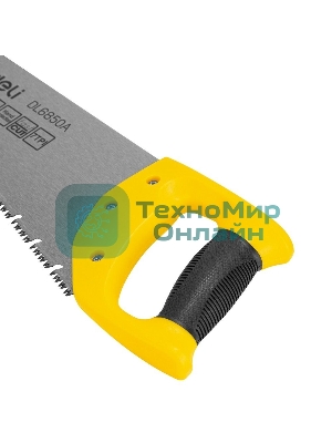 Ножовка по дереву Deli DL6850A 500мм, сталь 65Mn, шлифовка зубцов с 3-х сторон, рукоять из двухкомпонентного противоударного пластика