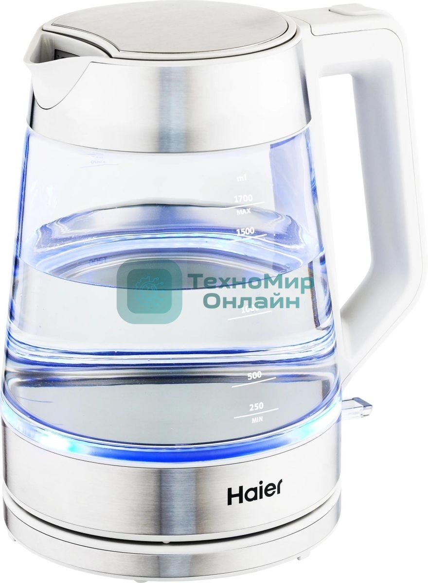 Чайник электрический Haier HK-500 1.7л. 2200Вт серый/белый корпус: стекло/пластик (TD0029955RU)