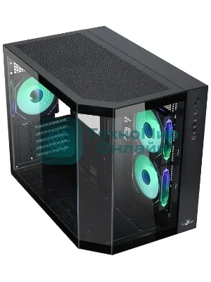 Корпус mATX Eurocase M2771 black, без БП, закаленное стекло 2 стороны