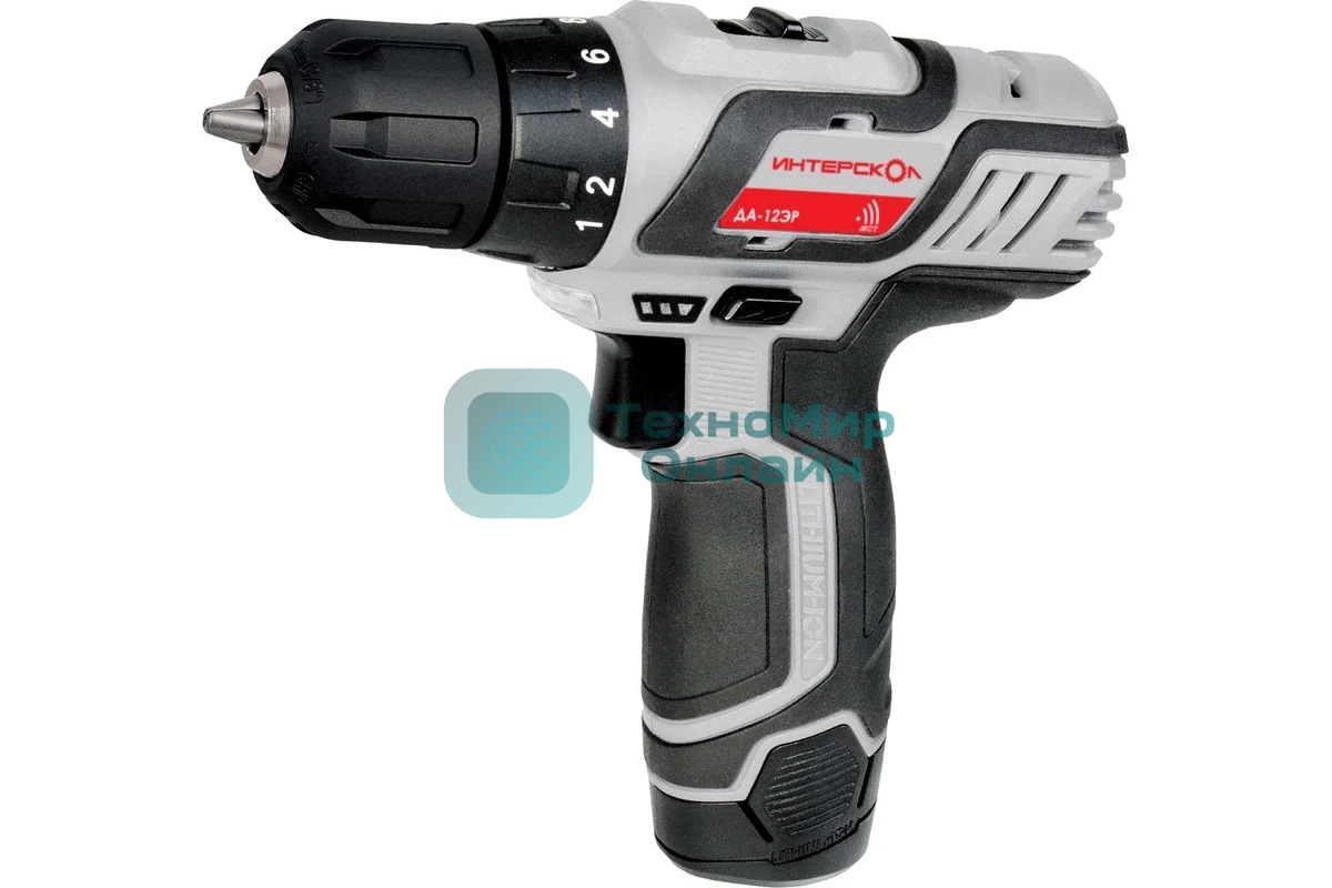Дрель-шуруповерт аккумуляторная ИНТЕРСКОЛ ДА-12ЭР, Аккумуляторная, 18В, 2 АКБ