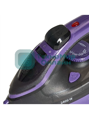 Утюг Delta DL-353 черный с фиолетовым, 2400 Вт, 28 г/мин, 135 г/мин, 350 мл