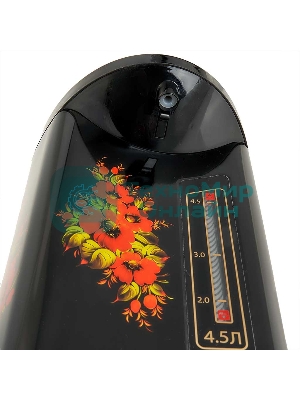 Термопот ВАСИЛИСА ВА-5007 Жостово Объем 4,5 л, Мощность в режиме кипячения 900 Вт. Мощность в режиме поддержания температуры воды 30 Вт. Внутренняя емкость из нержавеющей стали. Вращение корпуса на основании на 360°. Шкала уровня воды. Световые индикаторы работы. 3 способа разлива воды: ручной, автоматический, электрический. Режим поддержания температуры воды. Функции повторного кипячения и дехлорирования воды. Съемный сетевой шнур электропитания. Съемная крышка для удобства очистки. Защита от перегрева. Блокировка ручной помпы от случайного нажатия. Автоматическое отключение при недостаточном количестве воды. Цвет: черный. Декор: Жостово.