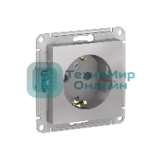 Механизм розетки 1-м СП AtlasDesign с заземл. защ. шторки 16А алюм. SchE ATN000345