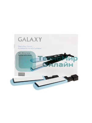 Выпрямитель для волос Galaxy GL 4505 черный/голубой, 27,5/57 мм, 200 °C, 1 режим