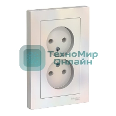 Розетка 2-м AtlasDesign без заземл. 16А в сборе жемчуг SchE ATN000420