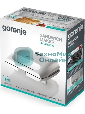 Сэндвичница электрическая Gorenje SM701GCW 700Вт белый