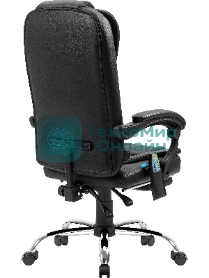 Кресло Defender CARDINAL черный, экокожа, 120 кг, подставка для ног, механизм качания