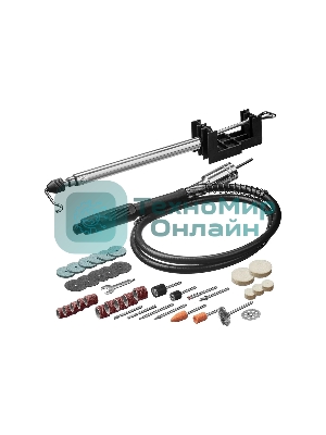 Прямошлифовальная машина (гравер) Зубр ЗГ-160 КН41, 220В, 160 Вт, 3.2 мм, 15000-35000 об/мин, набор насадок, цанг и державок, гибкий вал, штатив, 41 предмет, кейс