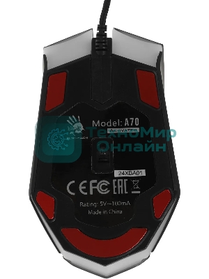 Мышь проводная A4Tech Bloody A70A черный, 6200 dpi, USB Type-A, кнопки - 8
