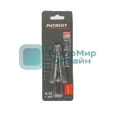 Сверло PATRIOT EXPERT по металлу ступенчатое 4-12 мм, Р6М5, упаковка блистер