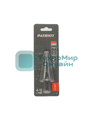 Сверло PATRIOT EXPERT по металлу ступенчатое 4-12 мм, Р6М5, упаковка блистер