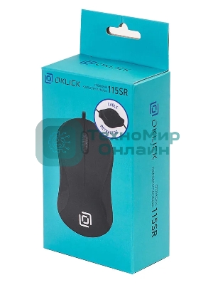 Мышь проводная Oklick 115SR черный, 1000 dpi, USB, кнопки - 3
