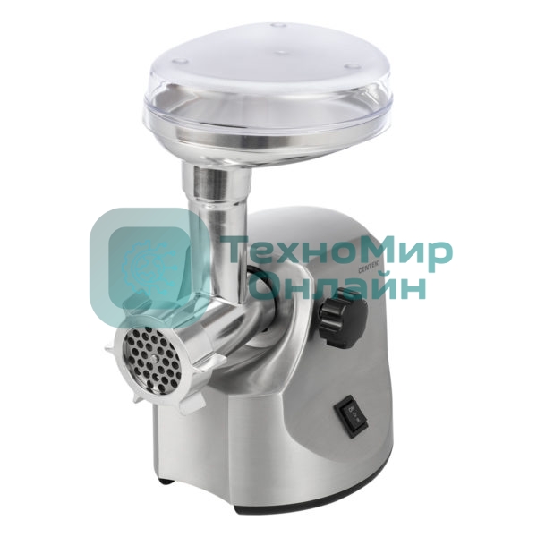 Мясорубка электрическая Centek CT-1606 серебиристый, 3000 Вт, 3.0 кг/мин, реверс, металлический лоток, насадки - 5