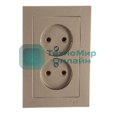Розетка 2-м AtlasDesign без заземл. 16А в сборе шампань SchE ATN000520