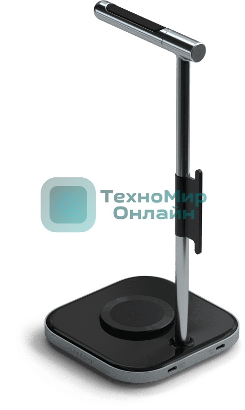Подставка для наушников 2-в-1 с беспроводным зарядным устройством Satechi 2 in 1 Headphone Stand with Wireless Charger, Серый Космос