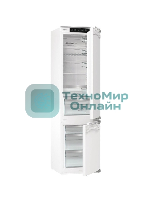 Встраиваемый холодильник Gorenje NRKI519E82WF, 193 см, электронное управление, цифровой дисплей, Wi-Fi, NoFrost Dual, Multiflow 360, контейнер CrispZone с контролем влажности, функция ConvertActive, AdaptTech, MultiAdjust, жесткое крепление, инверторный компрессор, уровень шума 35 дБ