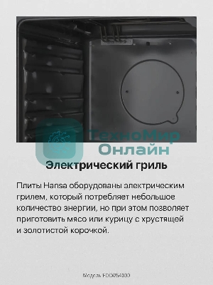 Плита электрическая Hansa FCCW54000 белый, конфорок 4 шт, духовка 68 л, 50 см x 85 см x 60 см