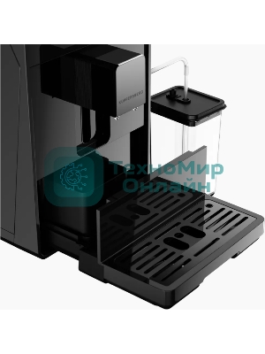 Отдельностоящая кофемашина Kuppersberg KCF 401 B, High-Tech, автоматический капучинатор, контейнер для молока, коническая кофемолка, макс. давление 19 бар, объем контейнера для зерен 150 гр, объем емкости для воды 2 л, 6 уровней помола, автоматическое выключение, TFT дисплей, сенсорное управление, цвет черный
