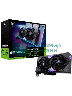 Видеокарта MSI RTX 5060 Ti 16G GAMING OC, NVIDIA RTX 5060 Ti, 16 ГБ GDDR7, 128 бит, PCI-e 5.0, 1xHDMI, 3xDP, 2647 МГц