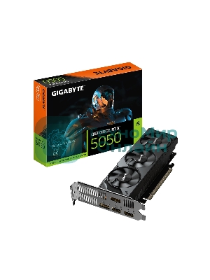 Видеокарта Gigabyte GeForce RTX5050 OC Low Profile, NVIDIA RTX 5050, 8 ГБ GDDR6, 128 бит, PCI-e 5.0, 2xHDMI, 2xDP, 2587 МГц