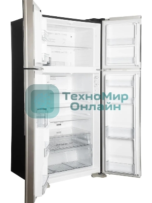 Холодильник Hitachi R-W660PUC7X GC шампань стекло двухкамерный 396/144л морозилка сверху, No Frost, Side by Side