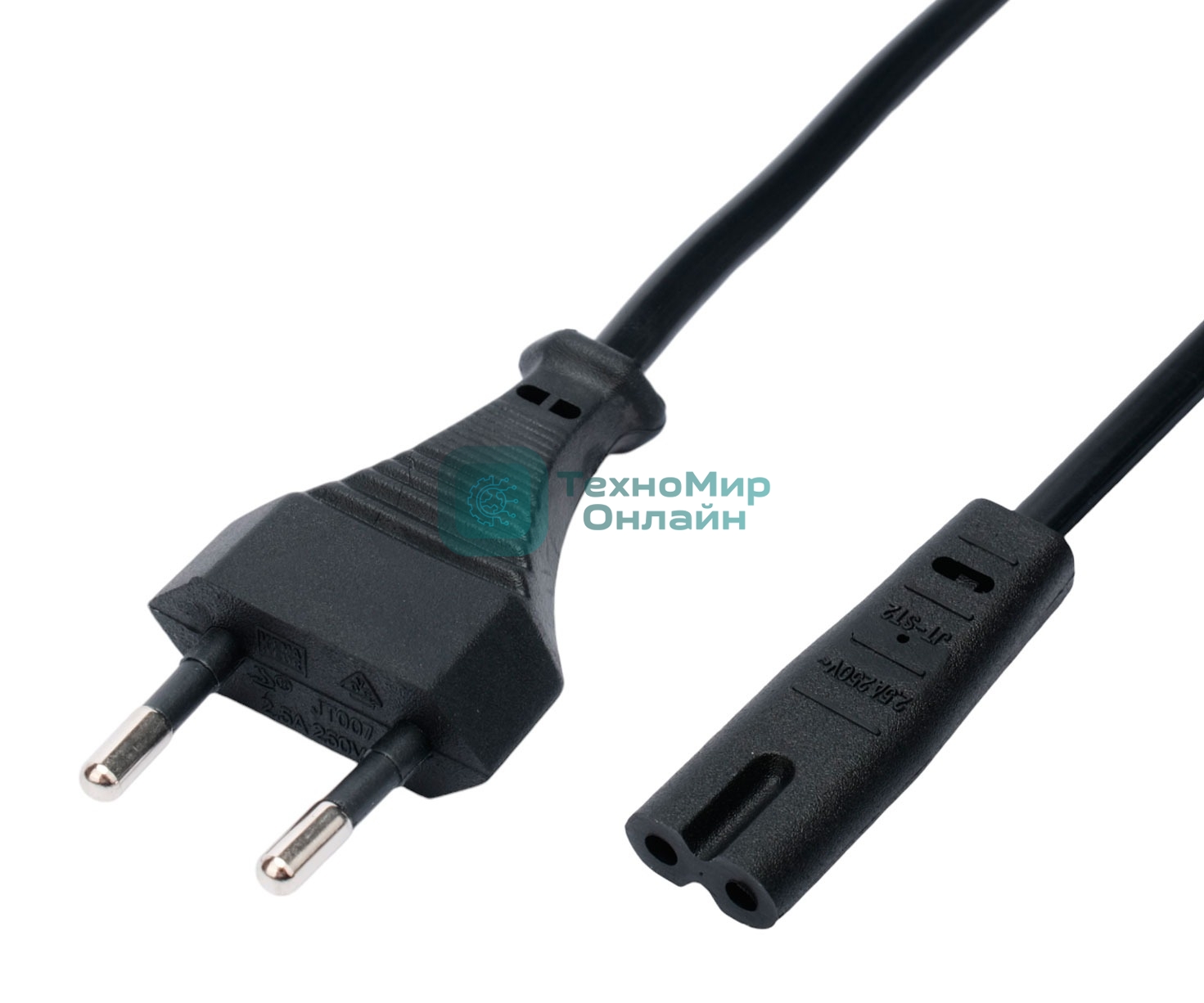 Кабель питания Cablexpert PC-184/2-1.5М CEE 7/16-C7, 2х0.5мм2, 2.5А, 1.5м, черный, пакет