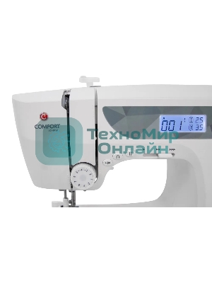 Швейная машина Comfort 1001 200 операций, 9 видов петель, жк дисплей, нитевдеватель, горизонтальный челнок, русск./англ. алфавит, плавная регулировка скорости на корпусе, регулятор давления лапки, нитевдеватель, возможность шитья двойной иглой, возможность шитья без педали.