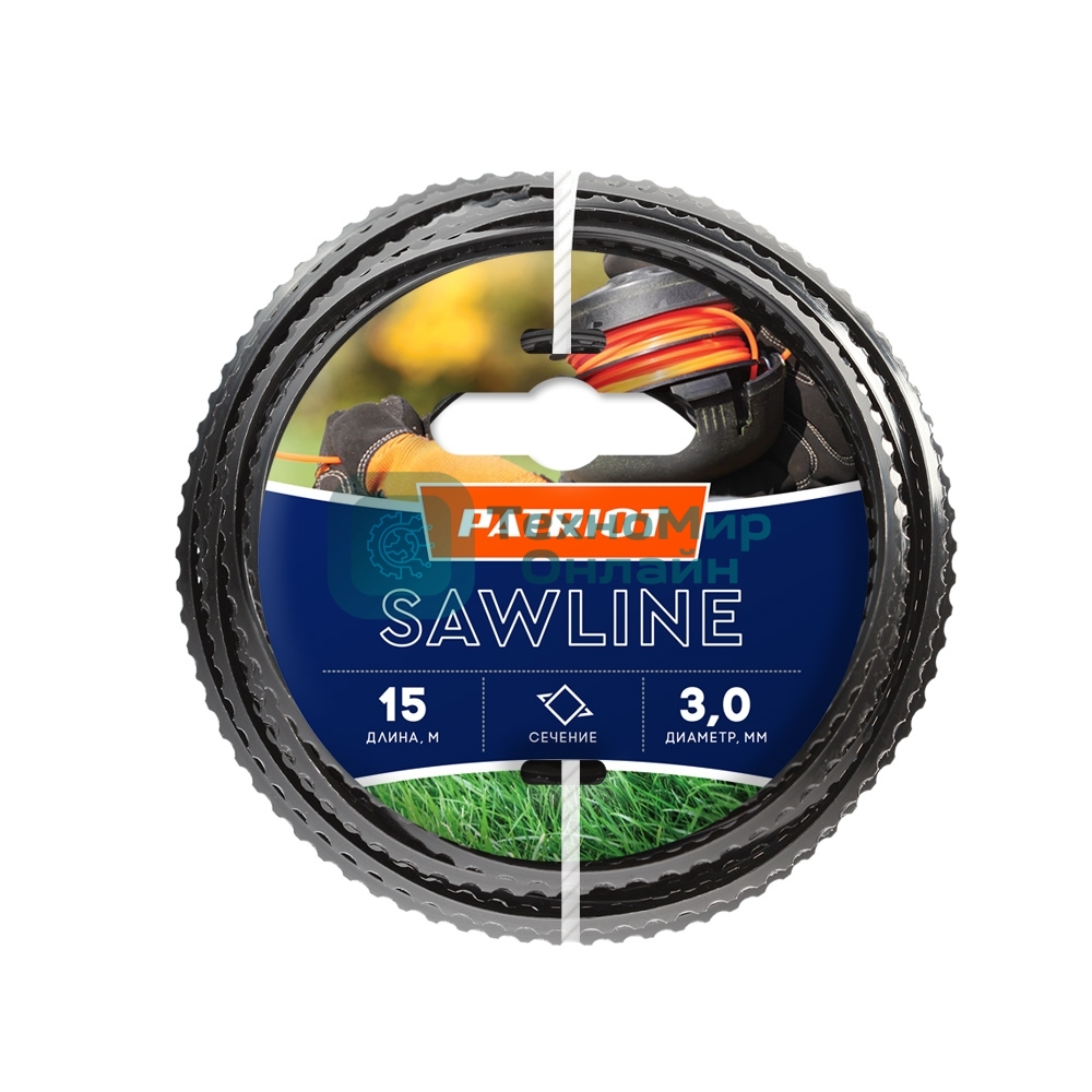 Леска Sawline D 3,0 мм L 15 м (квадрат,пилообразный профиль) 300-15-5 на пластиковой обойме,блистерн