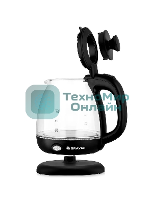 Чайник электрический BRAYER BR6106, 1100 Вт, 1 л, стеклянный, автоотключение, подсветка, черный