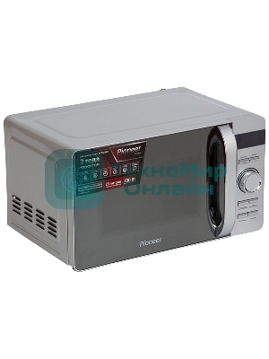 Микроволновая печь Pioneer MW229D серебристый, 20 л, 700 Вт, переключатели - кнопки, поворотный механизм